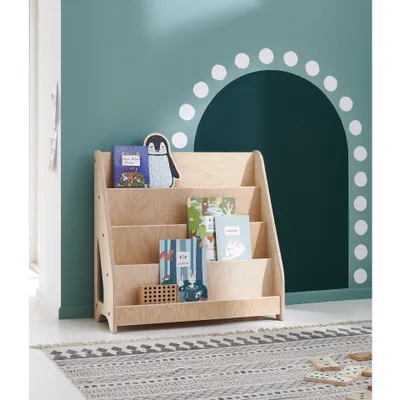 Produktbild von Montessori Natur Bücherregal mit 4 großen Bücherfächern