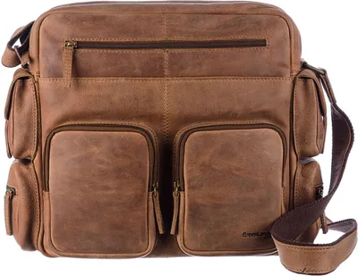 Produktbild von GreenLand Nature Leder Schultertasche Businesstasche mit Laptopfach Monte Casual-Bag XL Brown braun