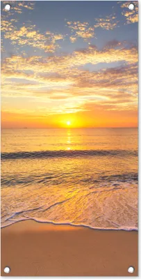 Produktbild von MuchoWow® 40x80 cm Outdoor-Poster Gartendeko Sichtschutz Garten Poster für den Garten  Strand - Sonnenuntergang - Meer