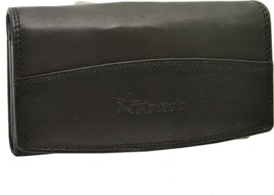 Produktbild von flevado Portemonnaie Damen Leder Geldbörse Damenbrieftasche Klippfach RFID Schutz ( schwarz)