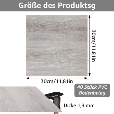 Obrázek produktu pro PVC samolepicí dlaždice, 30x30 cm, šedé barvy, 40 kusů, 3,6 m², vinylová podlaha