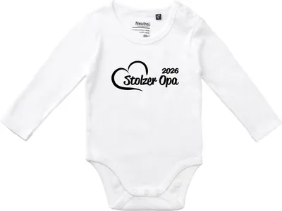 Produktbild von Huuraa Baby Body Stolzer Opa 2026 Herz 68 White  Baumwolle Fairtrade Langarmbody Geschenkidee