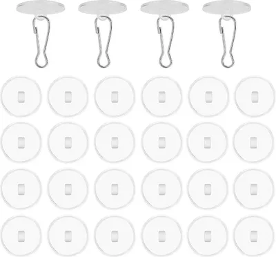 Produktbild von 30 Stück Transparente Selbstklebende Deckenhaken, Haken Decke ohne Bohren, Klebehaken Decke mit Fahnenmast-Clips für Schlafzimmer, Badezimmer, Halloween Dekoration, Halloween-Haken