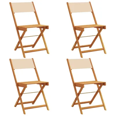 Obrázok produktu pre Skladacie záhradné stoličky 4 ks béžové látka a masívne drevo