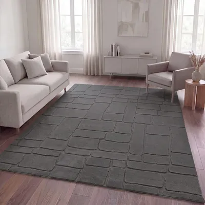 Produktbild von TT Home Wohnzimmer Teppich Schlafzimmer Hochflor Waschbar Skandinavisches Design Geometrisch Abstrakt Boho Stil Einfarbig 3D Größe 240x340 cm