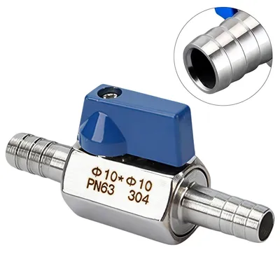Produktbild von Edelstahl Kugelhahn 10mm, Absperrventil mit Pagodengelenk, geeignet für Wasser, Gas, Öl & Kraftstoff