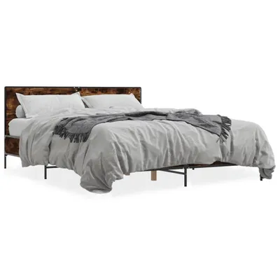 Produktbild von vidaXL Bettgestell Räuchereiche 160x200 cm Holzwerkstoff und Metall