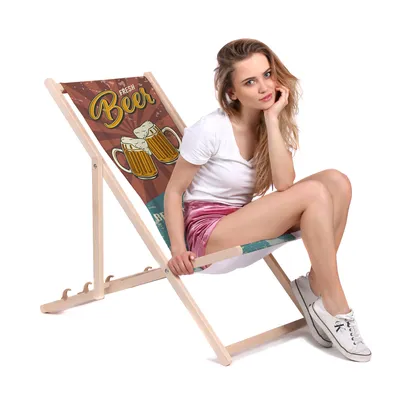 Produktbild von Dreamroots Liegestuhl klappbar Holz, Buchenholz bis zu 130 kg, Sonnenliege klappbar mit 3-stufiger Neigungsregulierung der Rückenlehne, Beer