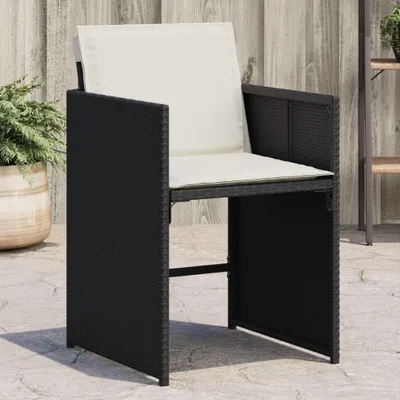 Produktbild von 4 schwarze Gartenstühle aus Poly-Rattan mit Kissen