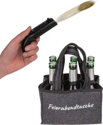 Produktbild von Flaschentasche mit Flaschenöffner Kronkorken Schussfunktion - Feierabendtasche