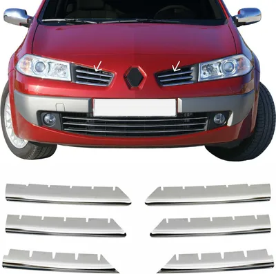 Image de Grille de calandre Moulures de calandre pour Renault Megane 2002-2006 chrome argent 6x