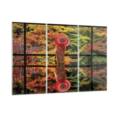 Produktbild von Bilder auf glas - 3 Teile - Tubikoin Tempel Die Farben - 165x110cm - Glasbilder - Wandbilder - Bilder - Wanddekoration aus Glas - Glas Bilder - Wandbild auf Glas - GCE165x110-4485