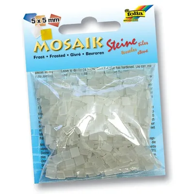 Image de Folia Tuile de mosaïque, 5x5mm, 700 pièces, résine synthétique, givre, blanc
