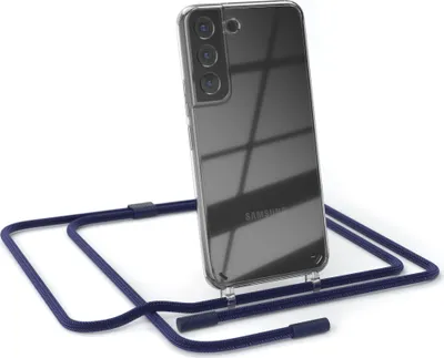 Produktbild von EAZY CASE Handykette für Samsung Galaxy S22 5G, Clear Case aus Silikon, mit Umhängeband, abnehmbare Endstücke, Handyband in Blau
