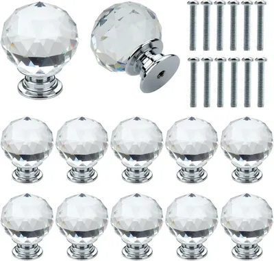 Imagen del producto de Pompillas para muebles, 12 unidades, 30 mm, de cristal K9 y aleación de zinc, para armarios y cajones
