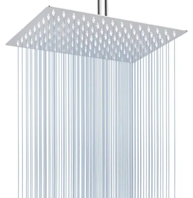 Productafbeelding van RVS douchekop, 30 cm, vierkant, hoge druk, voor wand- of plafondmontage, chroom