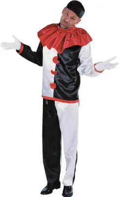 Produktbild von M213283-S-A schwarz-weiß-rot Herren Clownkostüm Pierrotanzug Gr.S