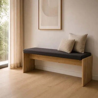 Produktbild von Esszimmer Sitzbank, 126 cm breit, in Artisan Eiche, inkl. Sitzkissen in Anthrazit - ISCHIA-36