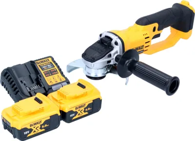 Produktbild von DeWalt DCG 412 P2 Akku Winkelschleifer 18 V 125 mm + 2x Akku 5,0 Ah + Ladegerät