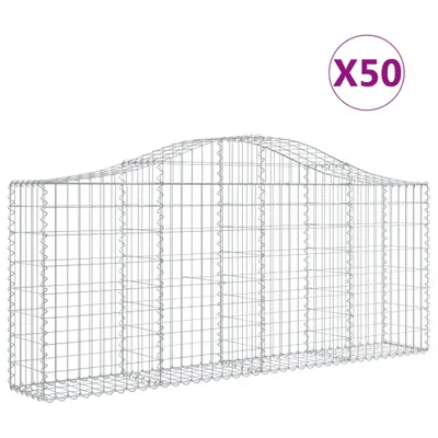 Zdjęcie produktu dla vidaXL Gabiony z wysokim łukiem 50 sztuk 200x30x80/100cm Ocynkowane żelazo