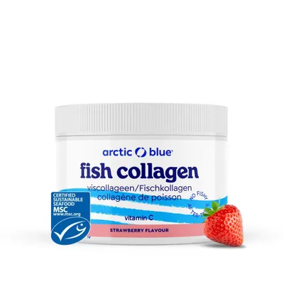 Image de Collagène de poisson Arctic Blue avec vitamine C - Arôme de fraise -  MSC - 150 grammes
