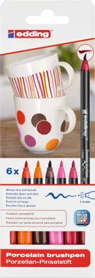 Produktbild von EDDING Porzellan-Pinselstift rot 6er Set