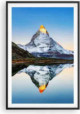 Produktbild von Gerahmtes Poster - Schwarzer Rahmen - Berge Gipfel Matterhorn - 61x91,5 cm - Wand Bild - Wanddeko - Wandbilder - Kunstposter - Wandposter - Bilderrahmen - Bilder - Kunstdruck - P2BPA61x91-5178