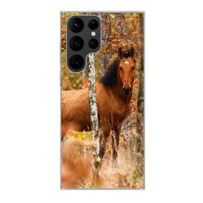 Produktbild von MuchoWow® Handyhülle Schutzhülle Hülle für Samsung Galaxy S22 Ultra Pferd - Wald - Braun Silikon Softcase Handy Hülle - Abbildung