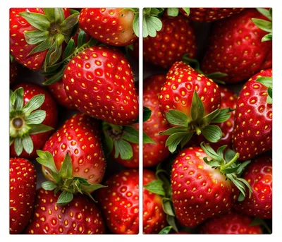 Produktbild von Spritzschutz Herdabdeckplatte Schneidebrett aus Glas Frische Erdbeeren 2-Teilig (60x52cm)