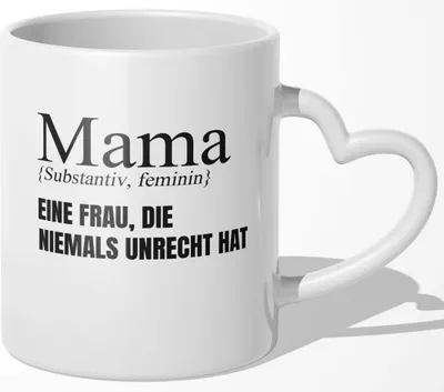 Produktbild von 22Feels Mama Geschenk Muttertag Mutter Tasse Geburtstag Kaffeetasse Frauen Weihnachten Haferl Beste Eltern (Herzhenkel Weiss)