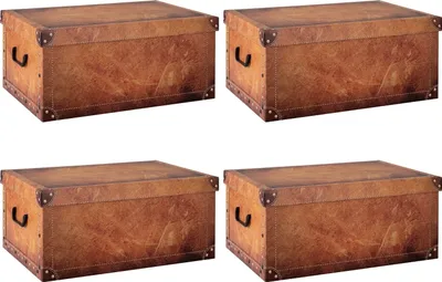 Produktbild von Aufbewahrungsboxen - 51 x 37 cm - Braun - recycelter Karton - mit schwarzen Griffen - 4er Set