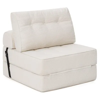 Produktbild von Faltbares Schlafsofa umwandelbarer 3-in-1 Sofa Bett Schlafsessel mit Kissen Sofa Stuhl Komfortable Schlafcouch Bodensofa-Lounge Weiß 80CM Von HOMMPA