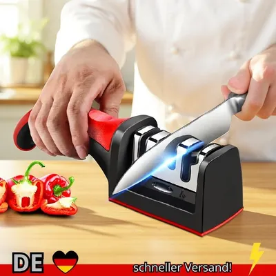 Produktbild von Messerschärfer mit 3 Segmenten für Küchenmesser Dreizweckiger Schleifstein