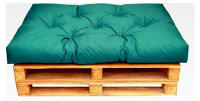 Produktbild von Waschbare Palettenkissen für den Außenbereich, Sitzkissen und Rückenlehnen für Europaletten, wetterfest (Sitzkissen 120x80 cm, Grün UV-beständig)