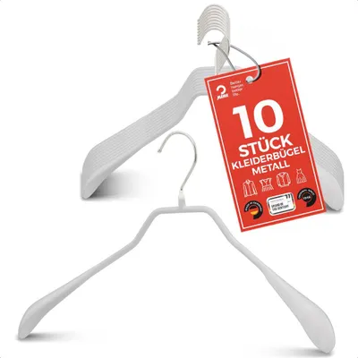 Produktbild von MAWA Metallbügel, 10er-Set, 42 cm, Weiß, drehbarer Haken für optimale Nutzung