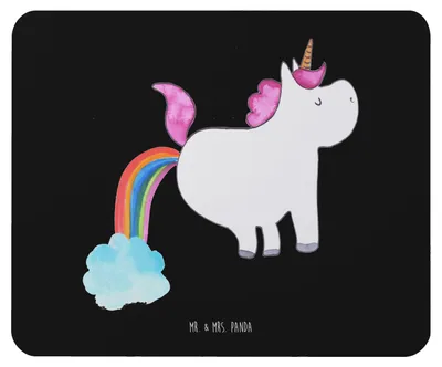 Produktbild von Mr. & Mrs. Panda Mouse Pad Einhorn Pupsen - Schwarz - Geschenk, Unicorn, Freundin, Spaß, Mousepad, mauspad laptop, pc mausunterlage, Regenbogen, Lustig, mausteppich