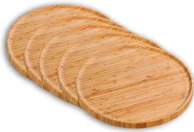 Produktbild von Kesper 58463-- 5er Set Pizzateller Servierteller ø 32 cm--Stärke: 1,5 cm aus Bambus