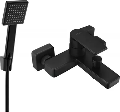 Produktbild von Mexen Mino R45 Wannenbatterie mit Brausegarnitur, Schwarz - 7243R45-70