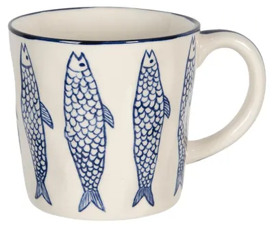 Produktbild von Clayre & Eef Tasse 550 ml Beige Keramik Fische