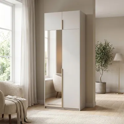 Produktbild von Masseno Drehtürenschrank THALIA 100/250/58cm 2-türig mit Spiegel Kaschmir