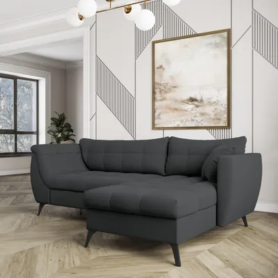 Produktbild von Masseno Ecksofa MOLLIS mit Schlaffunktion L-Form, Sofa mit Bettkasten, Wohnzimmersofa, Couch, Soffa, Bettsofa, Couchgarnitur- Grau, SORO 97