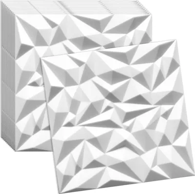 Zdjęcie produktu dla Verdico | Panele ścienne 3D – białe – 50 × 50 cm – 12 sztuk – stylowy wystrój wnętrz – łatwy montaż