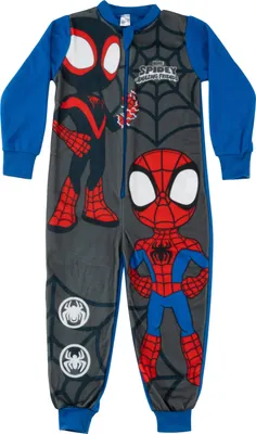 Produktbild von Marvel Spidey und seine Super-Freunde Jumpsuit für Jungen - Spiderman Overall Kinder Pyjama Schlafanzug langarm Grau/Blau 122-128
