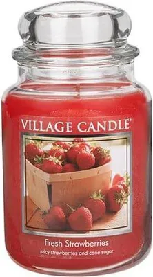 Zdjęcie produktu dla Świeca zapachowa VILLAGE CANDLE - Świeże truskawki Czas palenia: 170 godzin