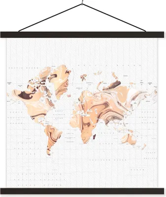 Produktbild von MuchoWow® Textilposter Weltkarte - Orange - Braun 40x40 cm mit schwarzem Rahmen - Fotos