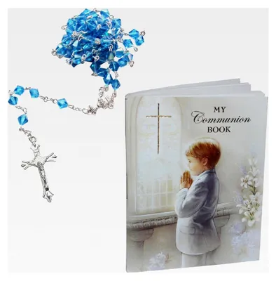 Produktbild von Geschenkset zur Erstkommunion, Gebetsbuch und Rosenkranz – Junge/Blau