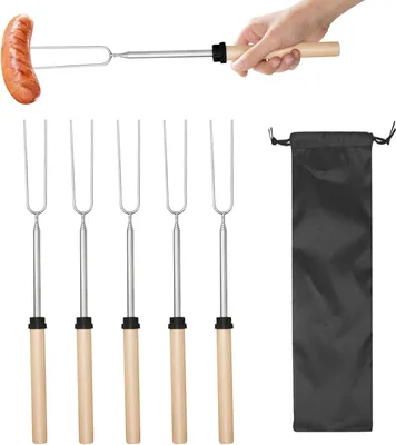 Produktbild von Teleskopische Grillspieße - Marshmallow-Röststäbe - Grillstäbe für Camping - Zusammengefaltete Länge: 30,5 cm - Ausgeklappte Länge: 80,5 cm