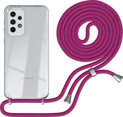 Produktbild von EAZY CASE Handykette kompatibel mit Samsung Galaxy A33 5G, Handyhülle mit Umhängeband, Handykordel, Schutzhülle Clear, Band in Rosa