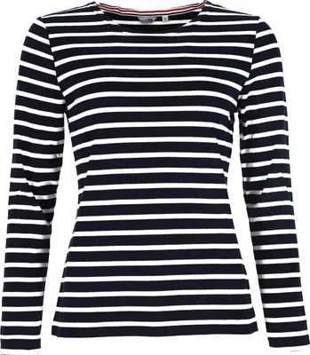 Produktbild von modAS Damen Shirt Streifenshirt 1/1-Arm - Ringelshirt Langarmshirt Damen Gestreift - Longsleeve Shirt mit Streifen aus Baumwolle in Blau/Weiß Größe 46