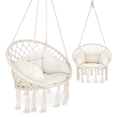 Obrázek produktu pro 4FIZJO Závěsné křeslo BOHO s polštářem, béžové